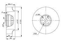 Everflow AC Serie FLW Rückwärtsgekrümmter Radialventilator Kunststoffblätter 220V 2350RPM XH190FLW 72W IP44 Kugellager Schwarz OEM