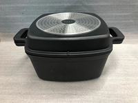 Heißer Verkauf: Minimalistisches 4-teiliges All-in-One Antihaft-Topfset mit tiefer quadratischer Kasserolle, inklusive Metall-Frittierkorb und Dampfgarer