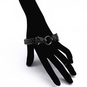Yunnique – Bracelet en acier titane avec tête de loup pour hommes, bijoux Punk Hip Hop, cadeau - Product Image 2