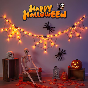 Halloween Spider Web LED String Lights for Halloween Carnival Event Spooky Stage Background Decor Lighting - Product Image 5