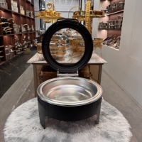 Plat à chafing rond hydraulique en acier inoxydable blanc, capacité 6L, chauffage à l'alcool, pour hôtels et restaurants
