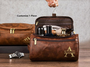 Bolsa de Aseo de Viaje de Cuero para Hombre y <span class=keywords><strong>Mujer</strong></span>, de Lujo, Premium, Personalizada con Logotipo, Impermeable, para Maquillaje, con Logotipo - Product Image 1