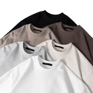 Camiseta casual masculina verão 260g algodão cor sólida manga curta solta tecido de gola redonda variations (200g 220g 280g)