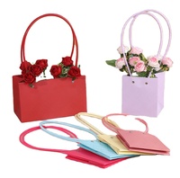 Boîte à fleurs portable en papier kraft de luxe pour fleuriste et sac d'emballage pour bouquet