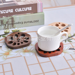 Solid Wood Lotus Root Coaster Heat Insulating Cup Mat For <b>Coffee</b> Tea Drinkware - Product Image 1