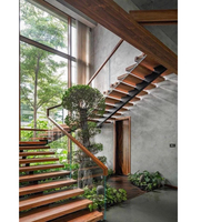 CBMMart usine de Chine garde-corps en verre escalier en bois de chêne blanc contremarche intérieur acier droit Mono Stringer escalier escalier personnalisé