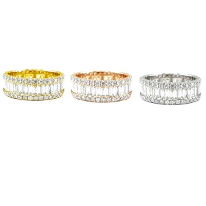 Bague de Fiançailles et de Mariage Classique en Or Blanc Massif 18 carats avec Diamants Baguette Véritables, Design Élégant, Haute Qualité, Fabrication Chinoise - Product Image 4