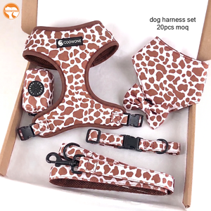 Ensemble laisse et harnais réfléchissant réversible en néoprène personnalisable avec LOGO, respirant, écologique, anti-traction, pour la promenade des animaux - Product Image 1