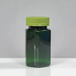 Großhändler Kapsel/Gummis/Nahrungs ernährung Kunststoff Quadrat Glas Farbe Pharma Grade Hexagon Verpackungs flasche 120ml