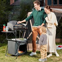 Table de camping pliable en aluminium portable avec sac de rangement, table de barbecue avec pare-vent pour la cuisson en plein air, les pique-niques