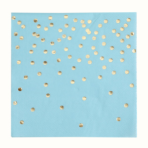 Hanlin Paper Napkin 330mmx330mm Gold Dots Blue Disposable For <b>Wedding</b> Party - Product Image 5