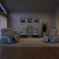 Ensemble de canapés inclinables électriques modernes 3+2+1 pour home cinéma, avec table escamotable 3 places, prise de charge sans fil et table console 2 places