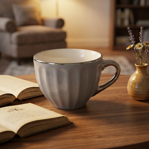 Juego de Tazas de Café de Porcelana de Lujo con Esmalte Sólido Personalizado y Borde Plateado, Apto para Lavavajillas y Microondas, Caja de Regalo Incluida - Product Image 3