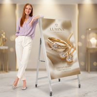Affichage LED mobile personnalisé haute luminosité avec roues universelles, cadre en aluminium, panneau d'affichage lumineux autoportant