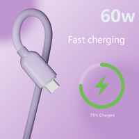 Câble USB Type-C 1m en silicone moussant, charge rapide PD60W, couleurs macaron, conducteur en cuivre pur 3A pour imprimante, ordinateur, lecteur de codes-barres
