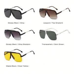 Gafas de Sol Cuadradas de Moda 2021 para Hombre y Mujer, Protección UV400, Tamaño Grande, Montura Media Extra Grande - Product Image 4