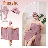 Ensemble de bain en polyester pour filles, personnalisé, motif grande fleur mignonne, bonnet de bain épais absorbant l'eau pour sécher les cheveux