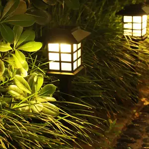 factory price decoration lighting Solar Lawn Lamp Street Balcony Spike Mini House Shaped Stake Garden lamp