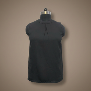 <b>Women's</b> <b>Black</b> Mandarin Collar Sleeveless <b>Tank</b> <b>Top</b> Knitted Polyester Minimalist Solid Color Breathable Regular Length - Product Image 3