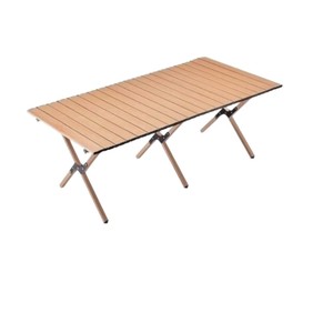 Table pliante d'extérieur en bois, pieds inclinés, 116x60x42cm, portable pour camping, pique-nique, barbecue - Product Image 1