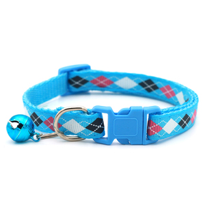 Classico <span class=keywords><strong>collare</strong></span> per cani intelligente con griglia rombica stampata in poliestere piccolo anello con <span class=keywords><strong>nome</strong></span> di campana con fibbia in plastica colorata per animali domestici - Product Image 5