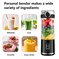 Mixeur Portable Sans Fil 6 Lames 500ml Rechargeable, Broyeur à Glace, Boîtier en Plastique Sans BPA, Contenant Multi-Usages pour la Maison et l'Extérieur