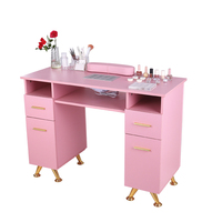 Table de Manucure Rose Chaude Vente pour Salon de Beauté, Station Spa avec Tiroirs pour Onglerie