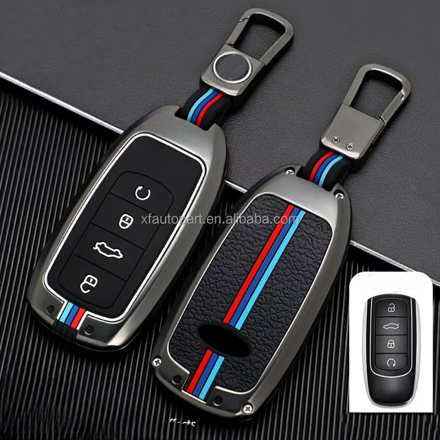 Car Accessories Interior Zinc Alloy Silicone Car Key Shell Case Cover with Metal Keychain Fit for Changan