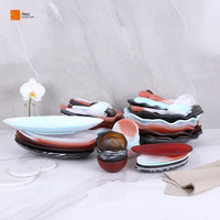 Prato de Salada em Resina Artesanal de Luxo Fosco Bicolor Coral e Branco com Espiral em Formato de Folha, Resistente a Quebras, Decorativo e para Armazenamento Doméstico