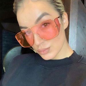Nouvelles Lunettes de Soleil Carrées Surdimensionnées pour Femmes, Monture Métallique Rétro Rouge, Tendance 2020 - Product Image 3