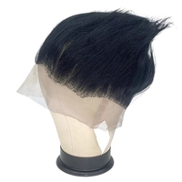 Perruque complète 360 personnalisée avec bonnet en dentelle, cheveux synthétiques de 4 pouces, nouée à la main, dentelle HD transparente réglable pour tressage et usage domestique
