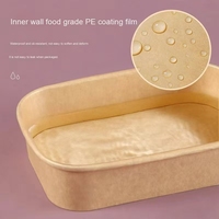 Contenants alimentaires rectangulaires jetables et réutilisables en papier kraft multi-tailles 500/650/750/1000ml avec couvercles en option, étanches