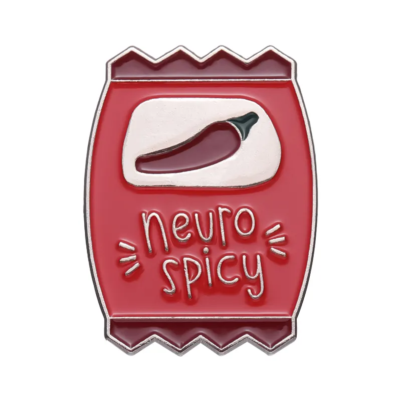 Neuro Spicy Sauce Packet Enamel Pins Custom Hard Brooches Lapel Badge Jewelry Psychological Health Awareness Brooch Wholesale