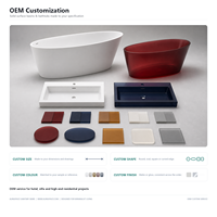 Vente en gros de baignoire autoportante élégante en surface solide ovale pour la décoration intérieure, baignoire en pierre artificielle