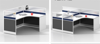Meubles modernes, table de centre d'appels en forme de L, cloison de bureau, bureau d'ordinateur, poste de travail à cloison pour 8 personnes
