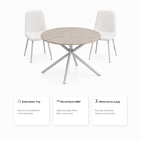 Table à manger extensible avec pieds en métal croisés, plateau en MDF, style moderne minimaliste, gain de place, meubles de salle à manger pour restaurant