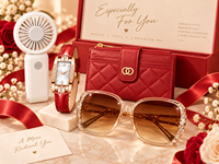 Coffret cadeau pour femmes avec montre, lunettes de soleil, ventilateur portable, portefeuille, boîte cadeau tendance pour la fête des mères, anniversaire, Saint-Valentin
