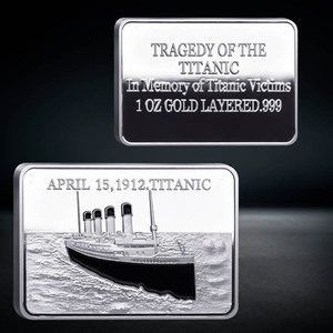 All'ingrosso 1912 il viaggio titanico nave commemorativa lingotti tragedia dei lingotti titanici placcato oro - Product Image 3