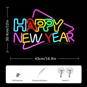 Sin MOQ Feliz Año Nuevo Decoración de luz de neón para fiestas, hogares y salas de actividades Luz de marcador digital electrónica acrílica - Product Image 3