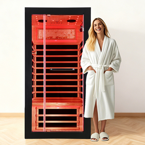 Cabine de sauna infrarouge rectangulaire en <span class=keywords><strong>bois</strong></span> massif Ayous avec panneau intelligent et barre d'oxygène, combinée à une cabine de bain froid - Product Image 3