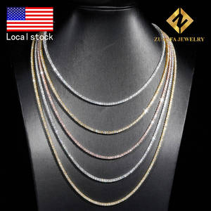 USA Cổ Hot Bán Iced OUT 2Mm Dây Chuyền Quần Vợt 925 Sterling Bạc Vvs Đồ Trang Sức Mỹ Moissanite Quần Vợt Chuỗi Người Đàn Ông Phụ Nữ - Product Image 1