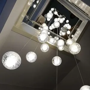水晶泡泡球吊灯现代悬挂14球照明楼梯装饰用多重玻璃球吊灯