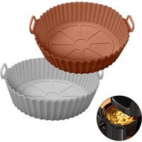 Panier rond antiadhésif pour aliments Accessoires pour four Pot de friteuse à air Doublures en silicone