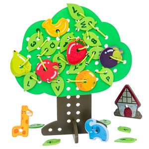 2025 enfants en <span class=keywords><strong>bois</strong></span> arbre forme fruits Animal numérique lettre blocs <span class=keywords><strong>Construction</strong></span> filetage jouets - Product Image 1