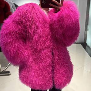 Soprabito Invernale da <span class=keywords><strong>Donna</strong></span> in Vera Pelliccia di Agnello Mongolo con Colore Personalizzato, Cappotti di Tendenza in Lussuosa Pelliccia di Pecora Naturale - Product Image 1