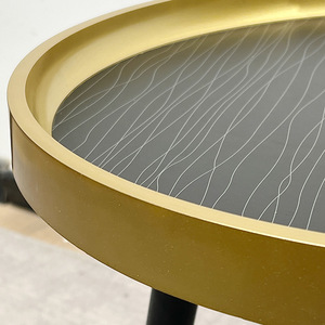 Nordic minimalist luxury wrought iron coffee <b>table</b>, simple living room home <b>small</b> apartment round coffee <b>table</b> marble coffee - Product Image 2