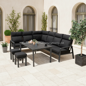 Leisure Modern Outdoor Aluminum Frame Powder Coating L-Shaped <b>Corner</b> Set Weather Resistant Eco-Friendly Design Hotel - Product Image 2