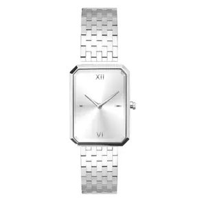 Acier luxe quartz unisexe dames analogique quartz carré acier montre-bracelet