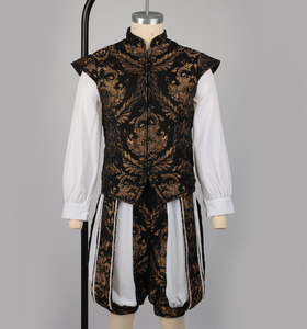 <span class=keywords><strong>Chaleco</strong></span> de doble capa estilo Renacimiento europeo-americano Echo Prince-and-King para <span class=keywords><strong>hombre</strong></span>, pantalones tipo calabaza con costuras doradas - Product Image 6