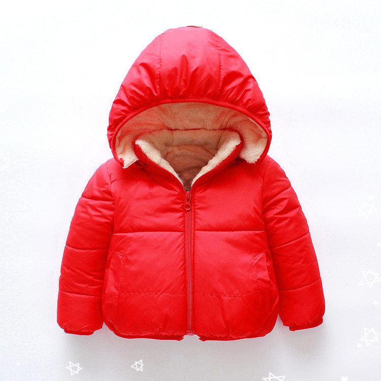 Оптовая цена ребенок осень зима красный теплый полиэстер плюшевая куртка с длинными рукавами